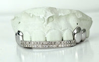 Silver Moissanite Double Bar Grillz DQ1052