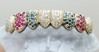Custom Gemstone Grillz – Premium Gold with Ruby Gemstones DQ1041