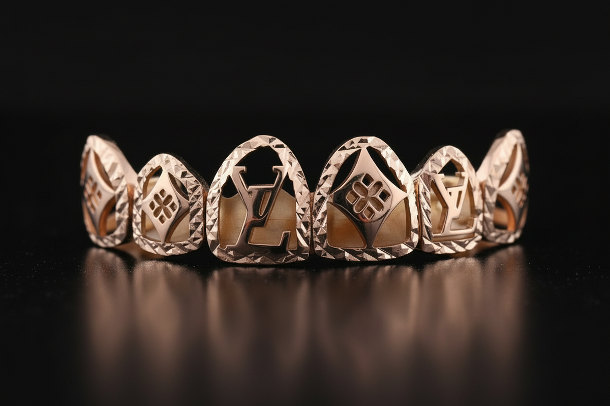 Gold Grillz With Logos Design - DQ1060LOGO