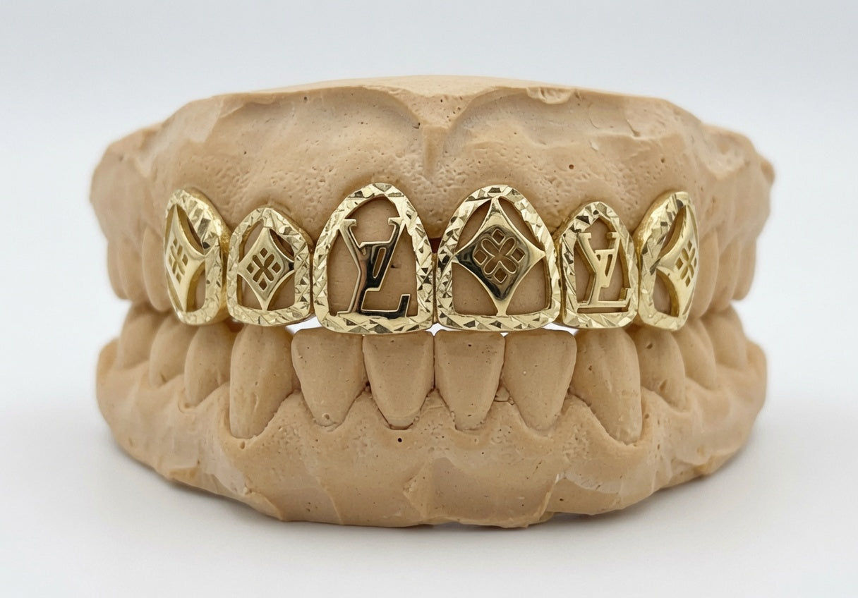 Gold Grillz With Logos Design - DQ1060LOGO