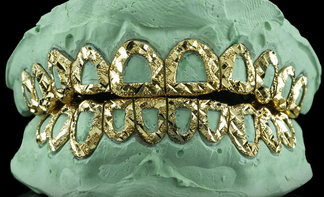 Open Face Diamond Cut Grillz - Gold Teeth America