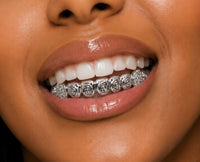Rose Engraved Grillz w/ Moissanite Fangs