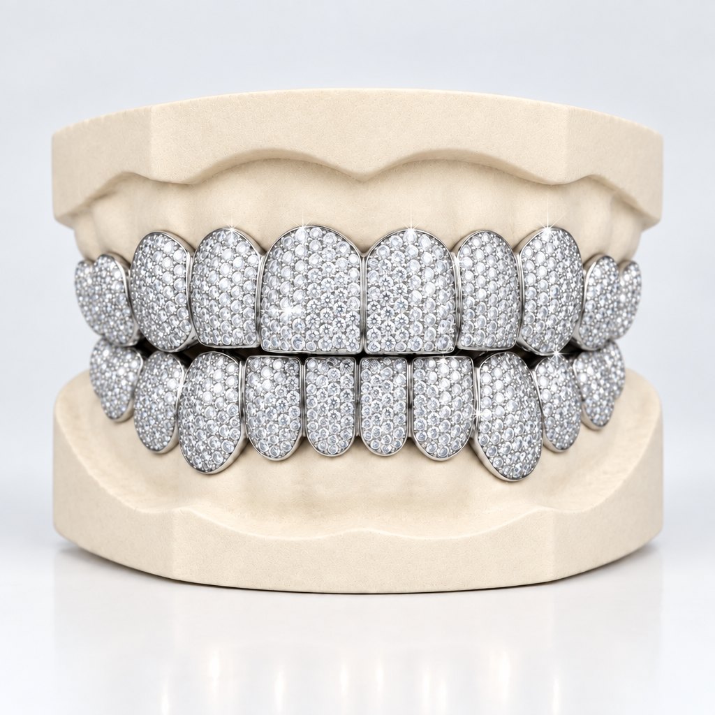 VVS Natural Diamond Honeycomb Set Grillz: Luxury for Your Smile DQ1043