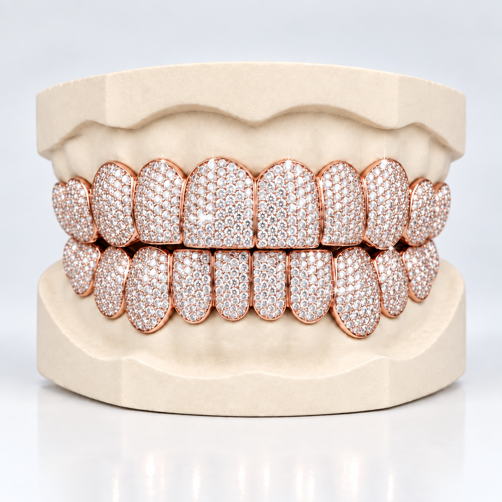 VVS Natural Diamond Honeycomb Set Grillz: Luxury for Your Smile DQ1043