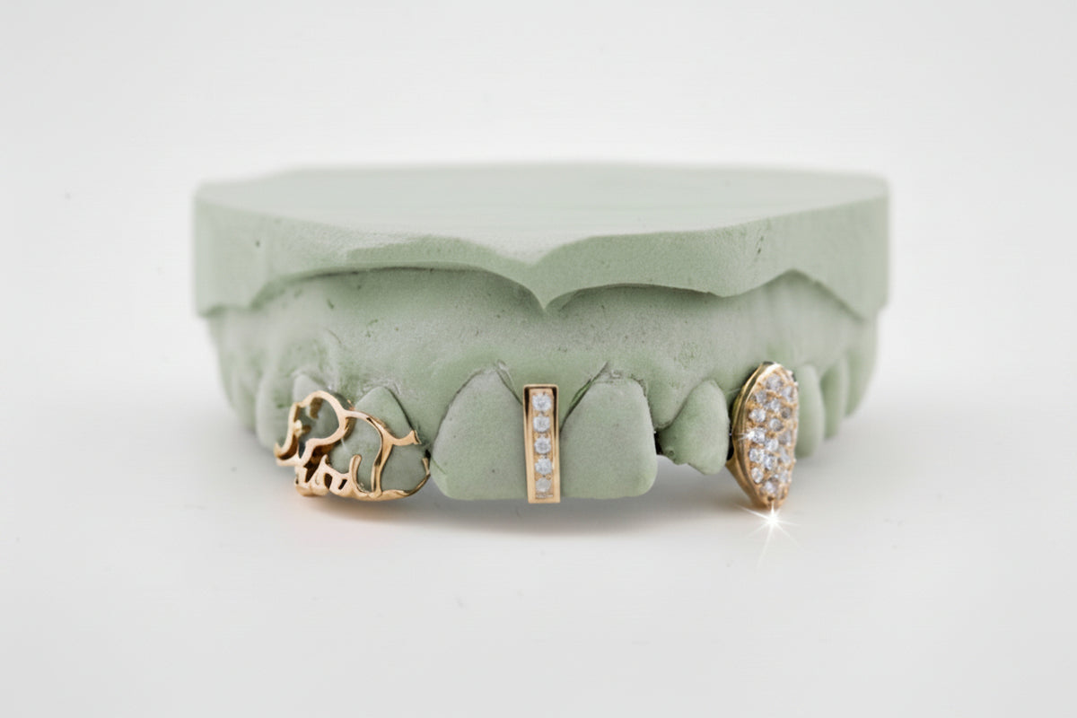 Elephant Grillz with VVs Moissanite Set