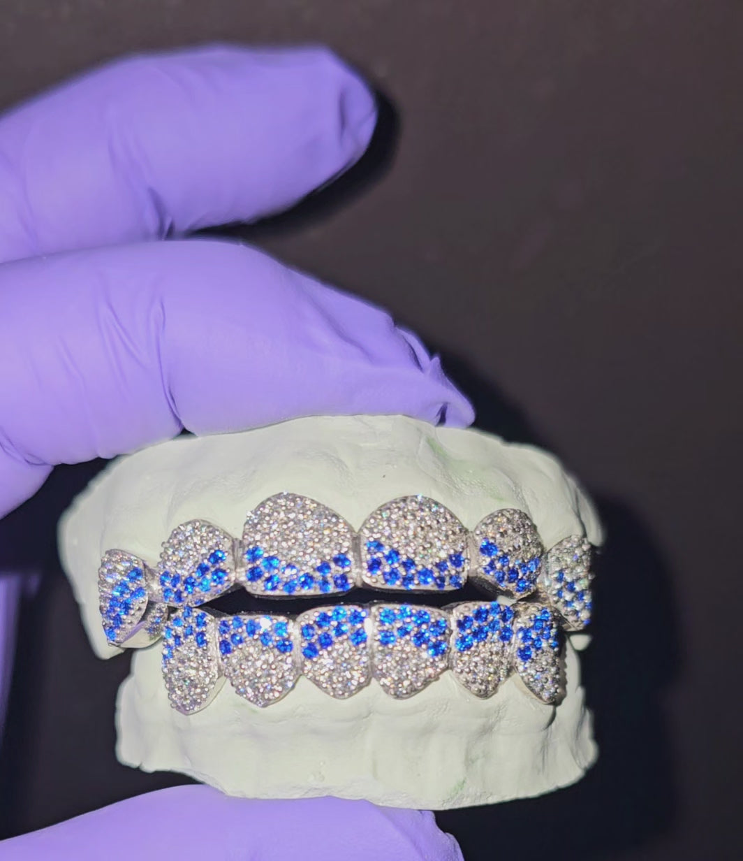 VVS Moissanite Iced Out Grillz With Colored Gems - DQ1002 Gems