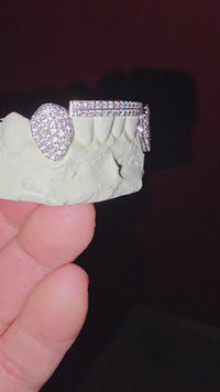 Silver Moissanite Double Bar Grillz DQ1052