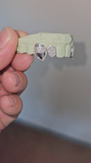 Silver Moissanite 4-Piece Grillz with Extended Fangs DQ1036